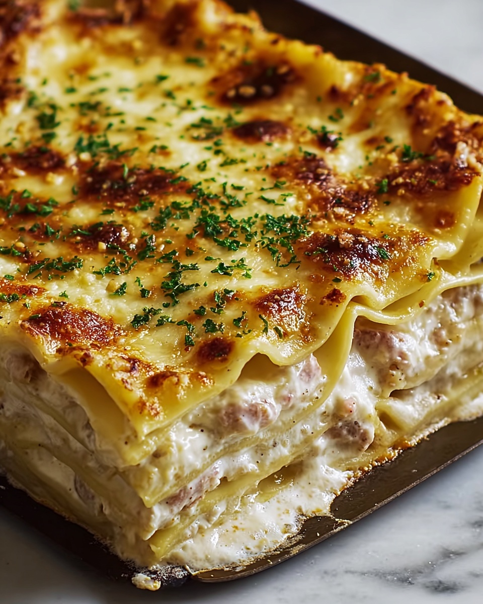 Creamy Garlic Butter Shrimp Scampi Lasagna with Lemon and Parmesan Recipe - Recipe Image