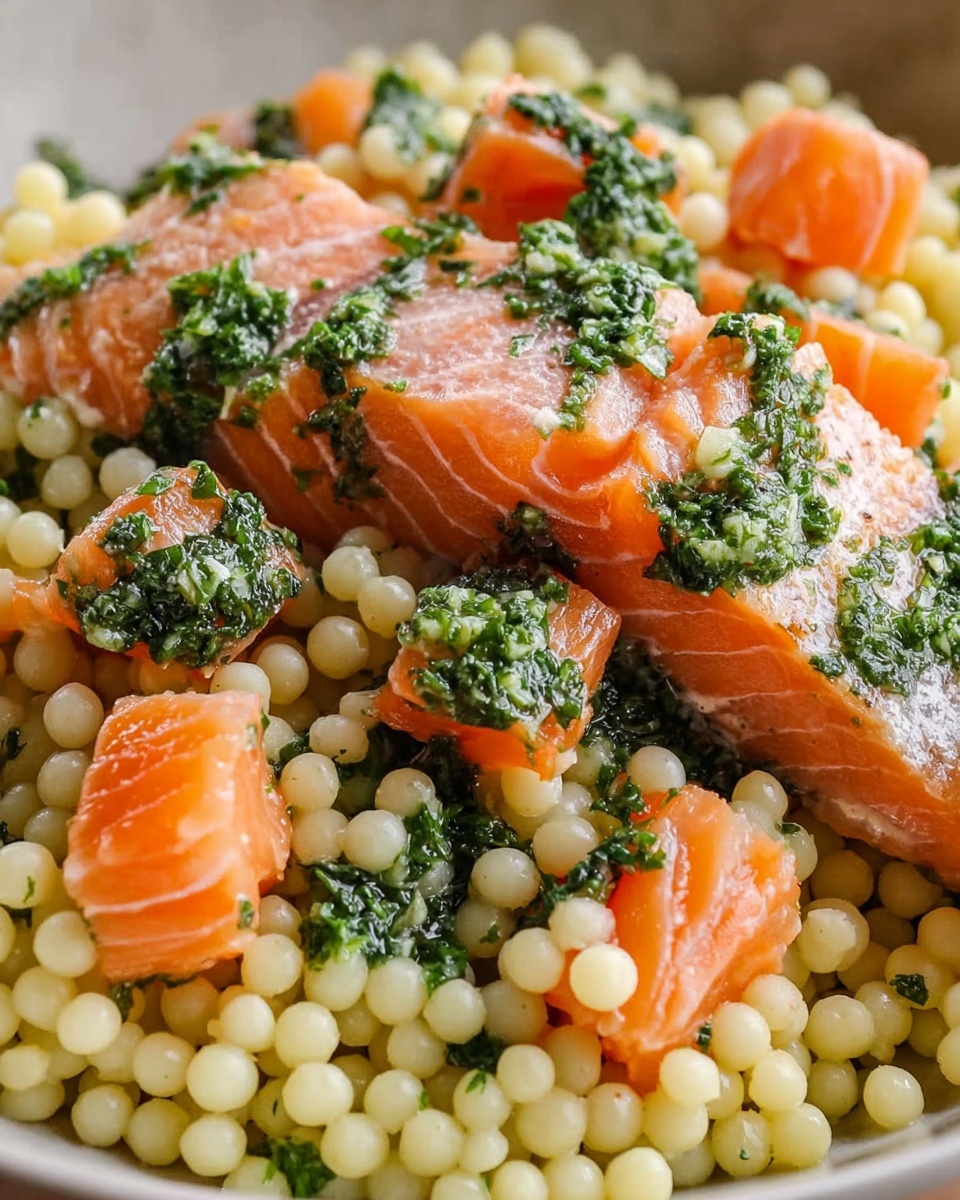 Herbed Pearl Couscous and Salmon Recipe - Recipe Image