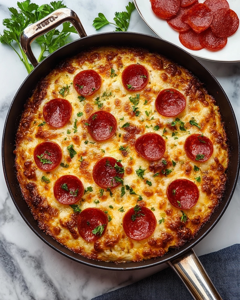 Crustless Turkey and Pepperoni Pizza Recipe - Recipe Image