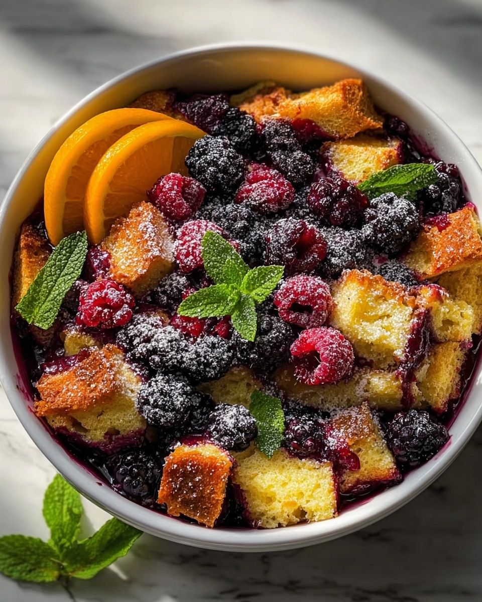 Wild Berry Bread Pudding with Orange Sauce Recipe - Recipe Image