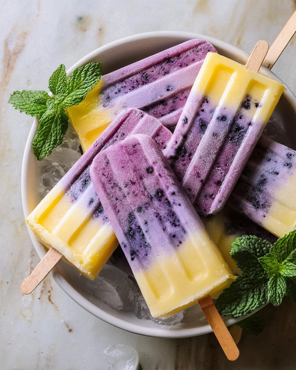 Blackberry, Pineapple, and Coconut Swirl Italian Ice Pops Recipe - Recipe Image