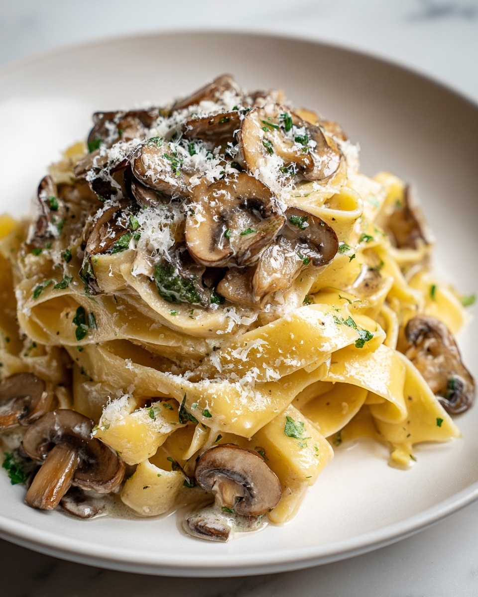 Creamy Garlic Mushroom Pasta Recipe - Recipe Image
