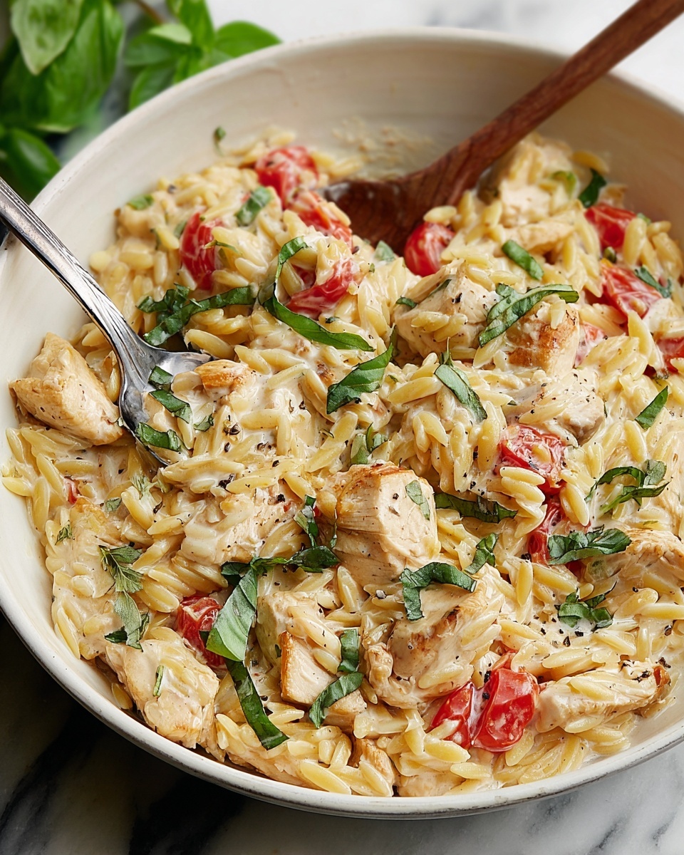 Slow Cooker Creamy Tuscan Chicken Orzo Recipe - Recipe Image