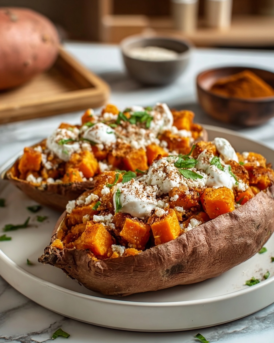 Stuffed Sweet Potatoes with Brown Sugar, Cinnamon, and Mini Marshmallows Recipe - Recipe Image