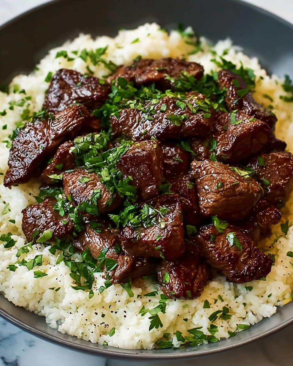 Honey Garlic Butter Steak and Rice Skillet Recipe - Recipe Image
