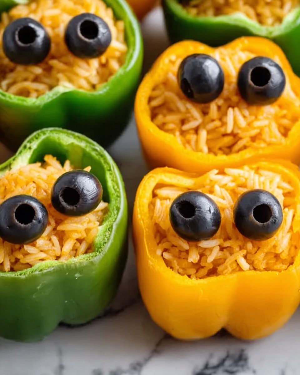 Halloween Shredded Chicken & Rice Stuffed Peppers Recipe - Recipe Image