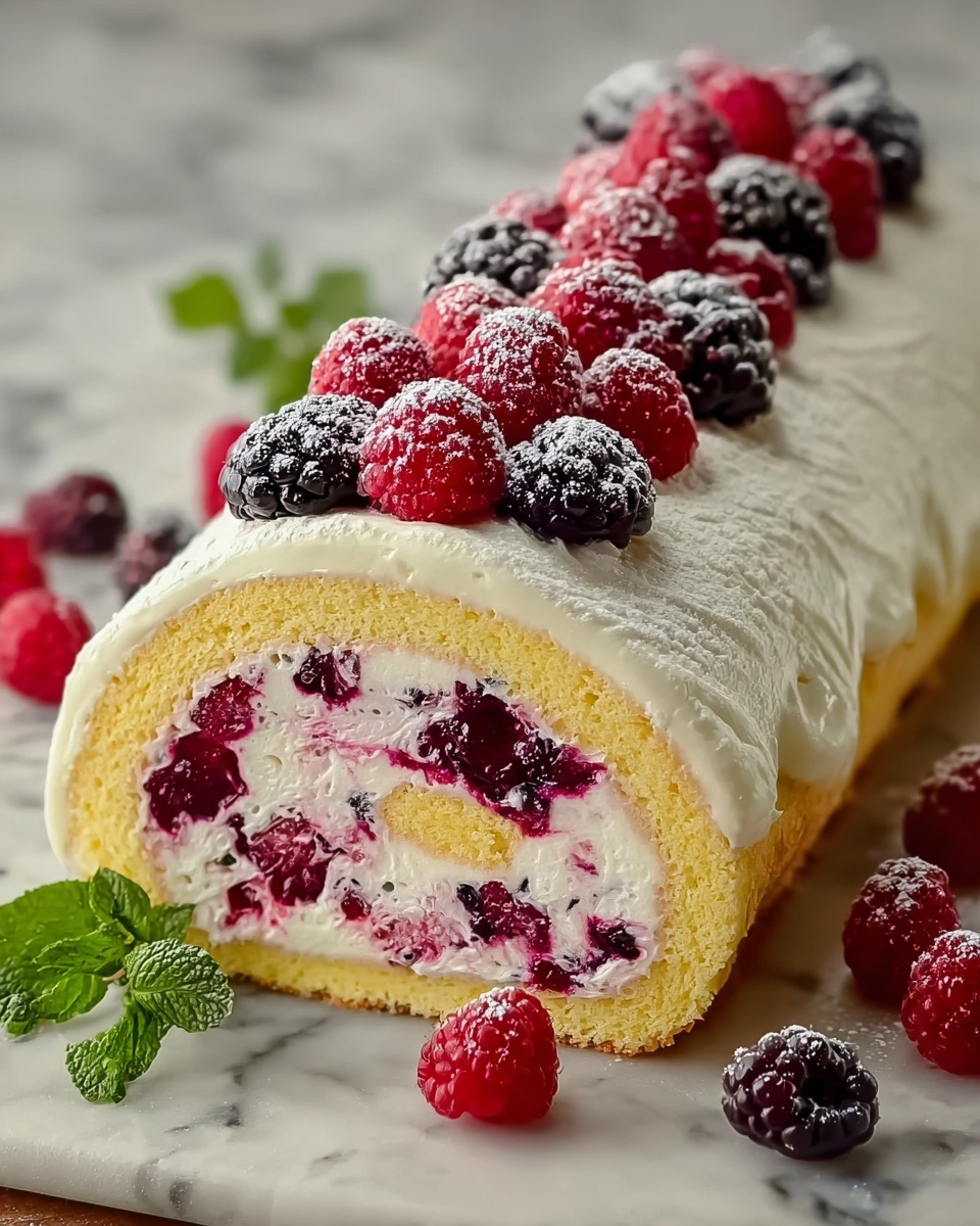 Raspberry Cream Roll Cake Recipe - Recipe Image