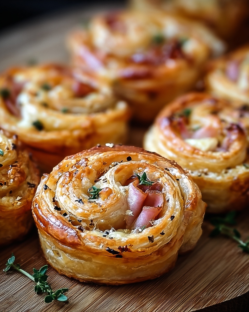 Ham and Cheese Puff Pastry Pinwheels Recipe - Recipe Image
