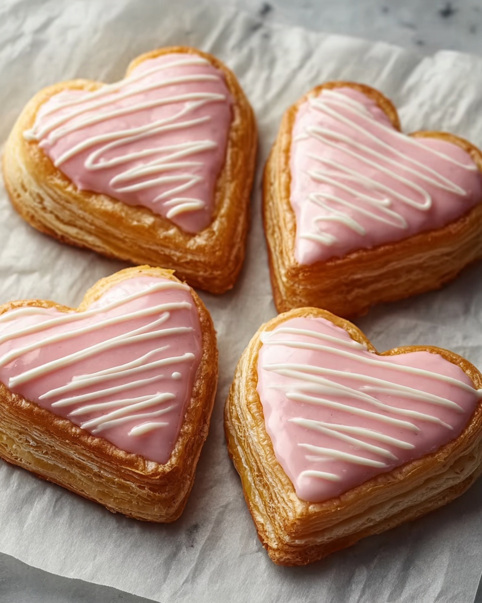 Puff Pastry Hearts with Icing Recipe - Recipe Image