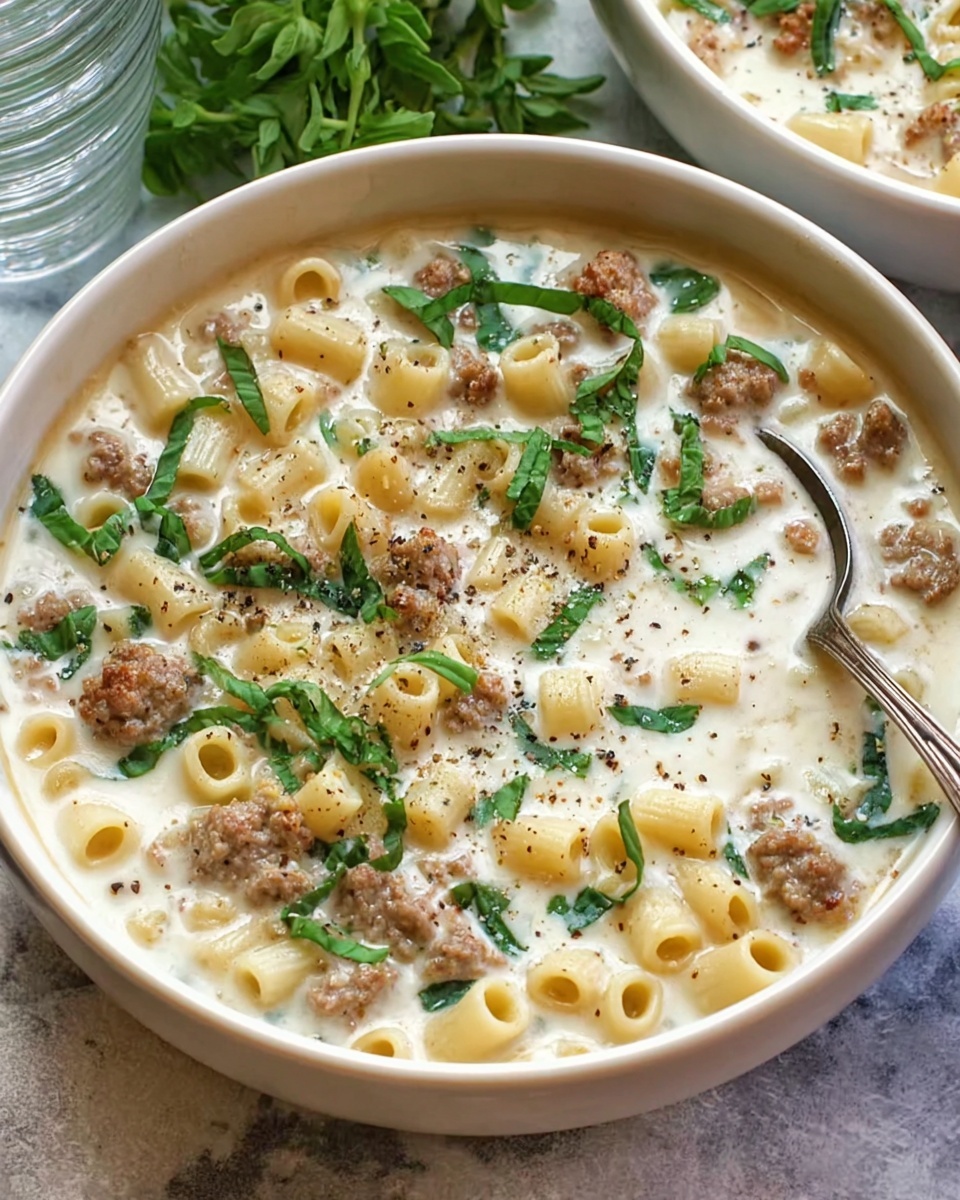 Creamy Parmesan Italian Sausage Ditalini Soup Recipe - Recipe Image