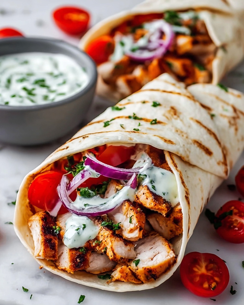 Chicken Gyros with Tzatziki and Fresh Veggies Recipe - Recipe Image