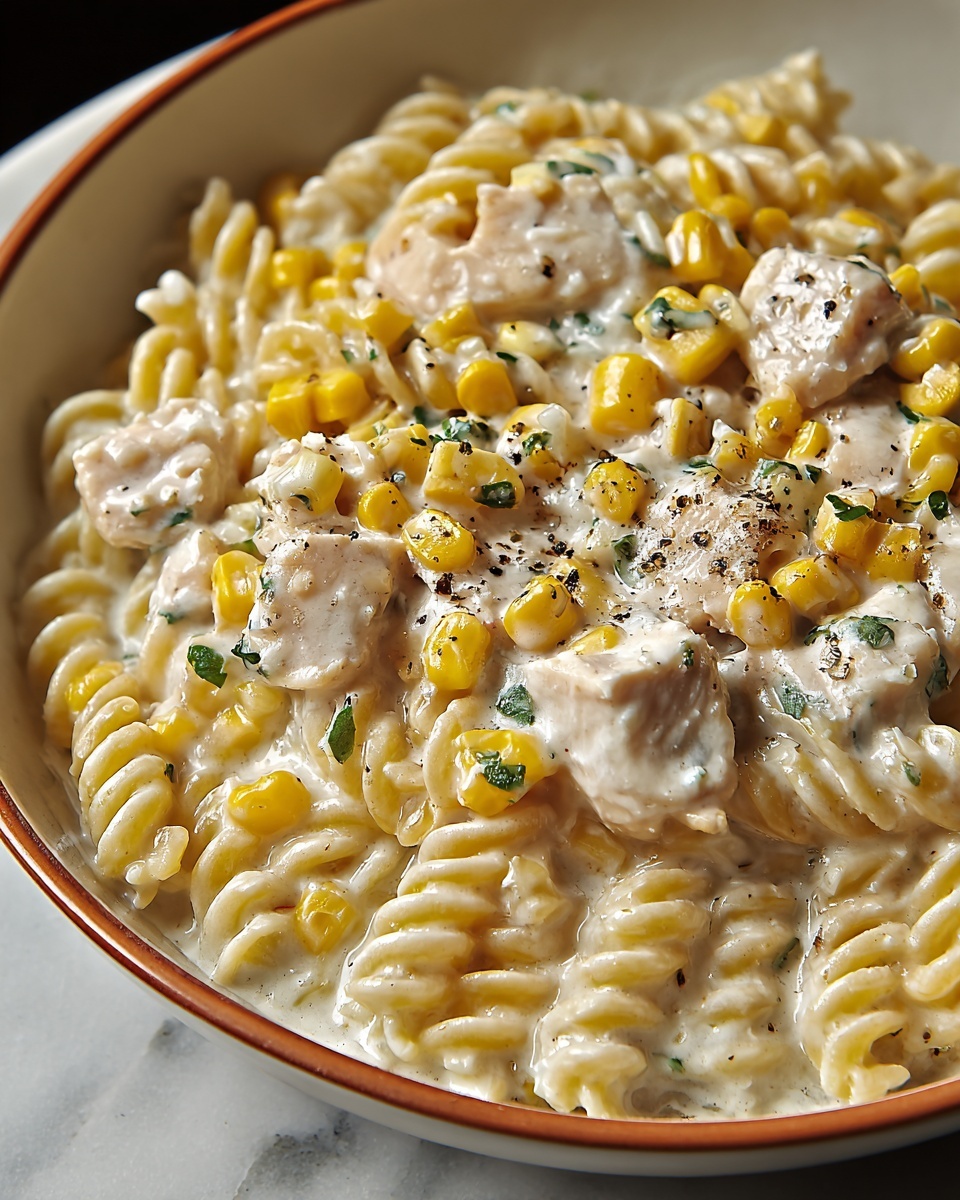 Creamy Chicken and Corn Pasta Recipe - Recipe Image