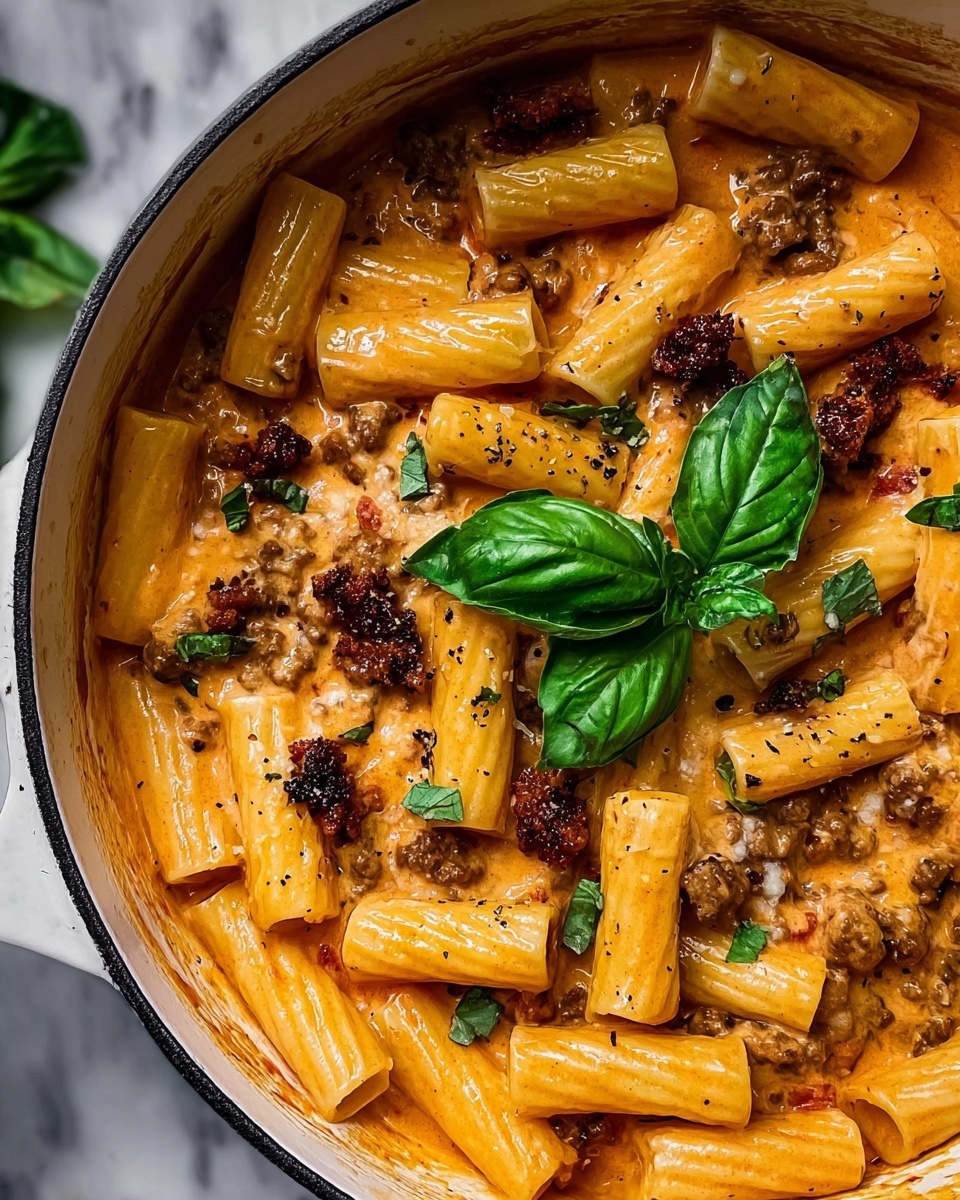 One Pot Creamy Hummus Pasta Recipe - Recipe Image