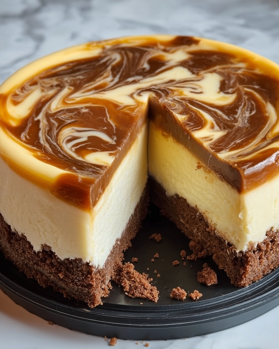 Indulgent Swirled Caramel Cheesecake Recipe - Recipe Image