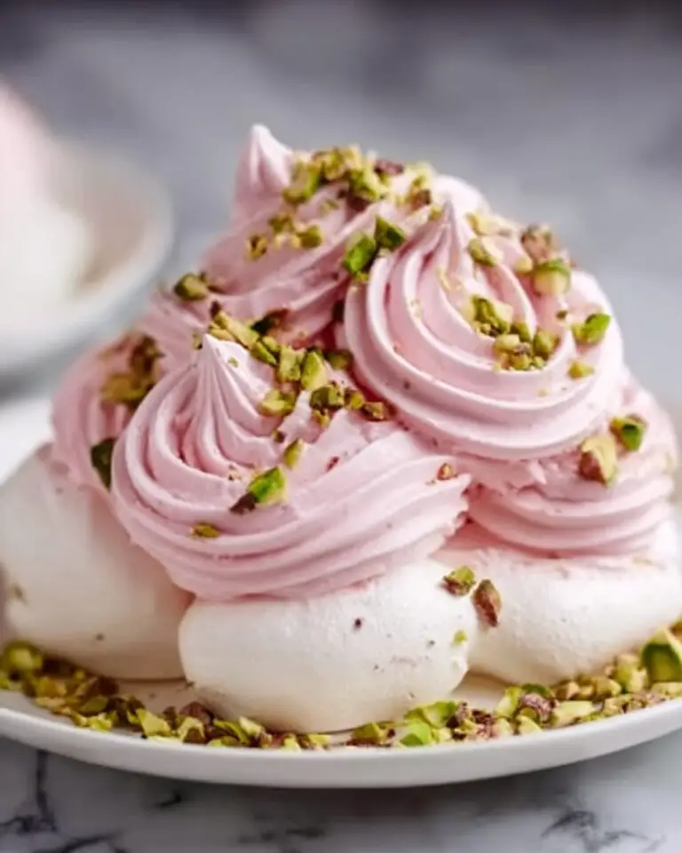 Rose Meringues with Pistachios Recipe