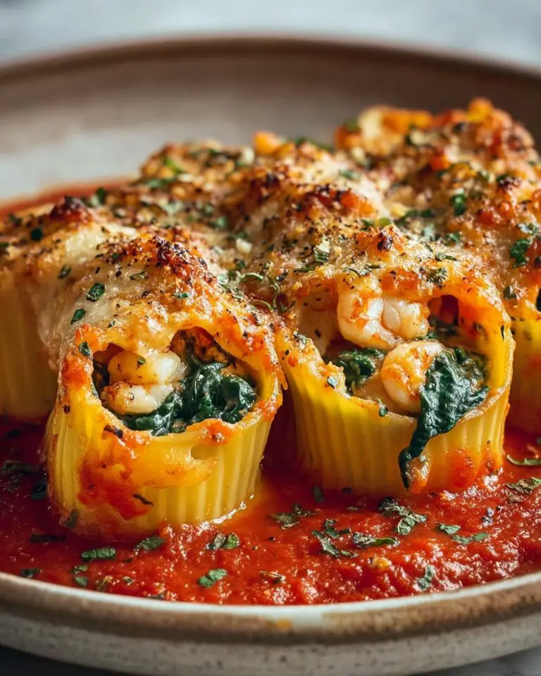 Shrimp and Spinach Stuffed Pasta Rolls with Roasted Red Pepper Cream Recipe