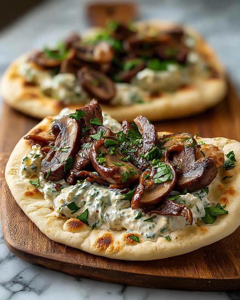 Cheesy Beef and Mushroom Pita Pockets with Tzatziki Sauce Recipe