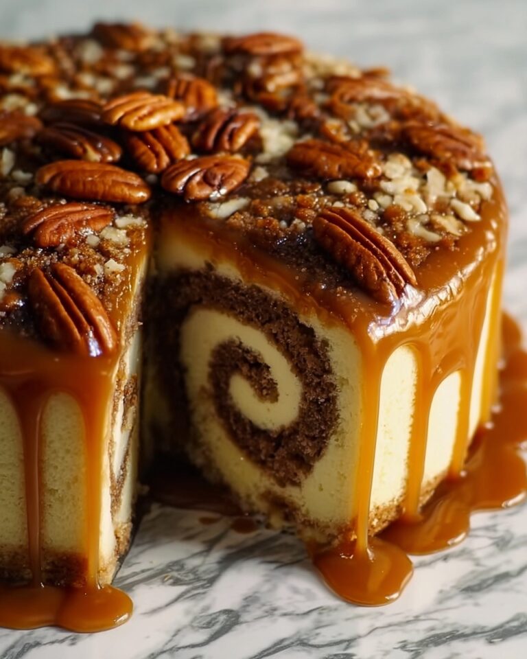 Pecan Caramel Cinnamon Roll Cream Cheese Pound Cake Recipe