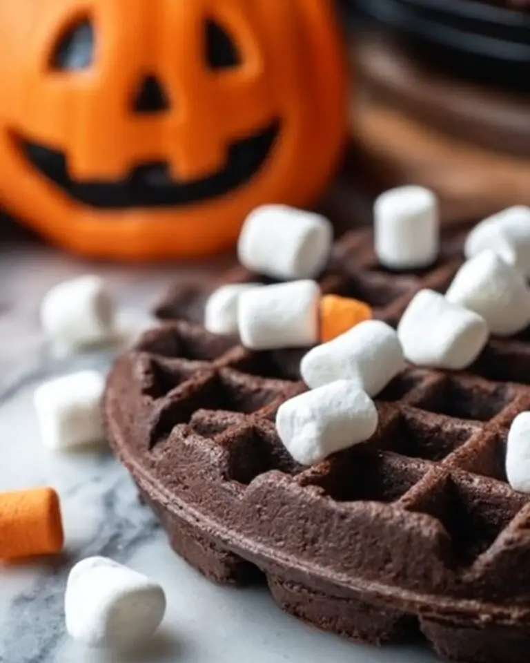 Dark Chocolate Marshmallow Halloween Waffles Recipe