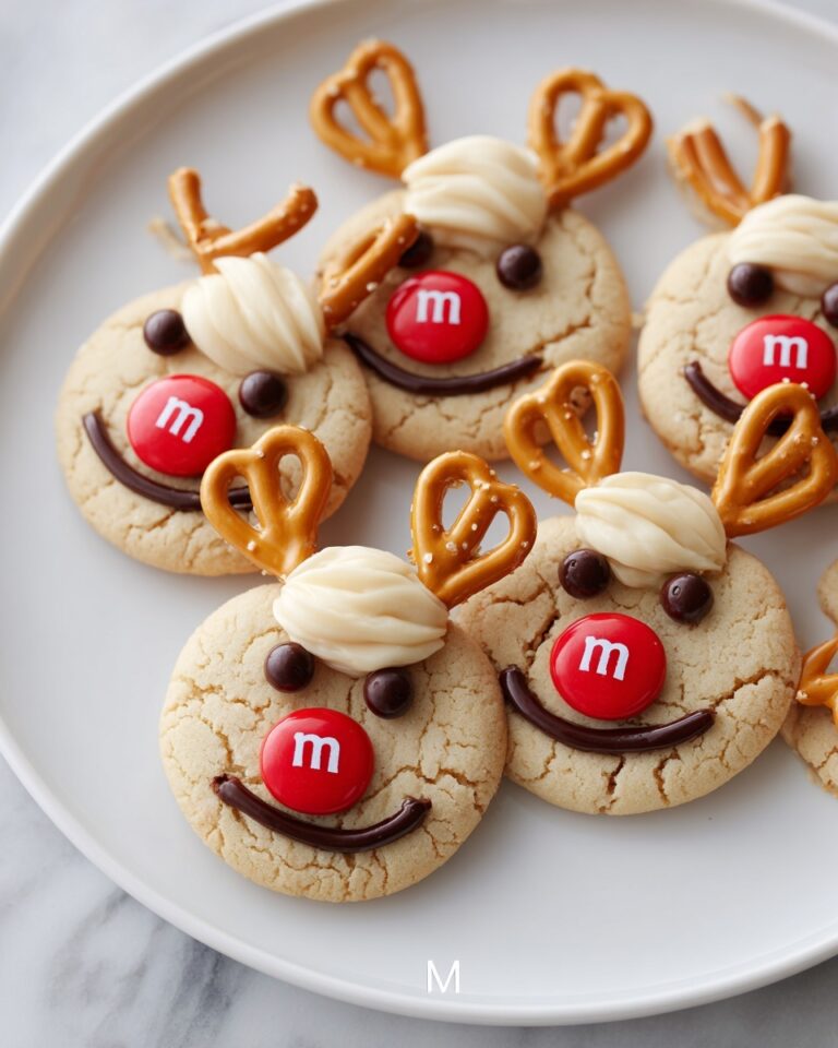 Rudolph Peanut Butter Cookies with Pretzel Antlers and M&M Nose Recipe