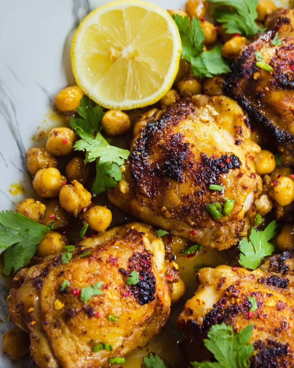 Charred Honey Lemon Chicken with Crispy Chickpeas Recipe - Recipe Image