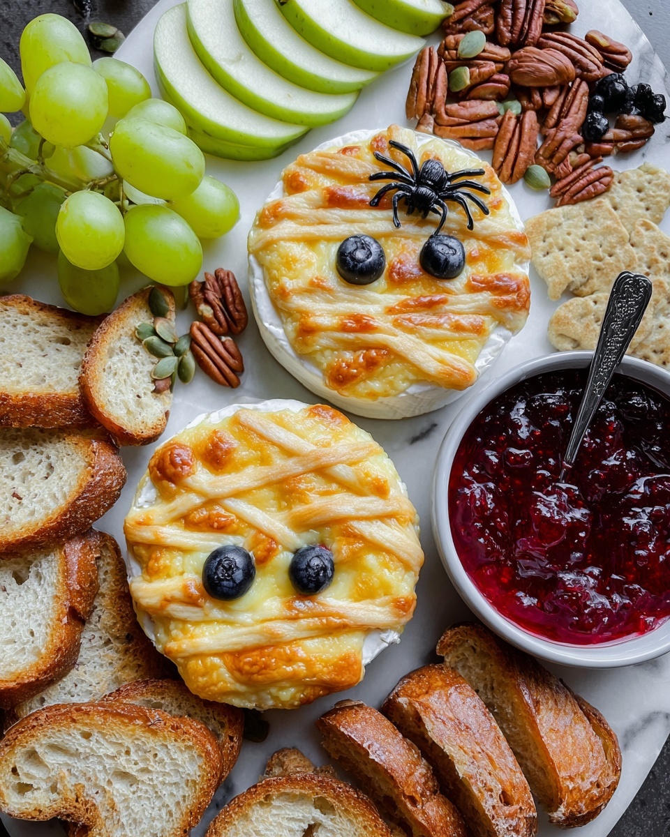 Halloween Mummy Baked Brie Appetizer Recipe - Recipe Image