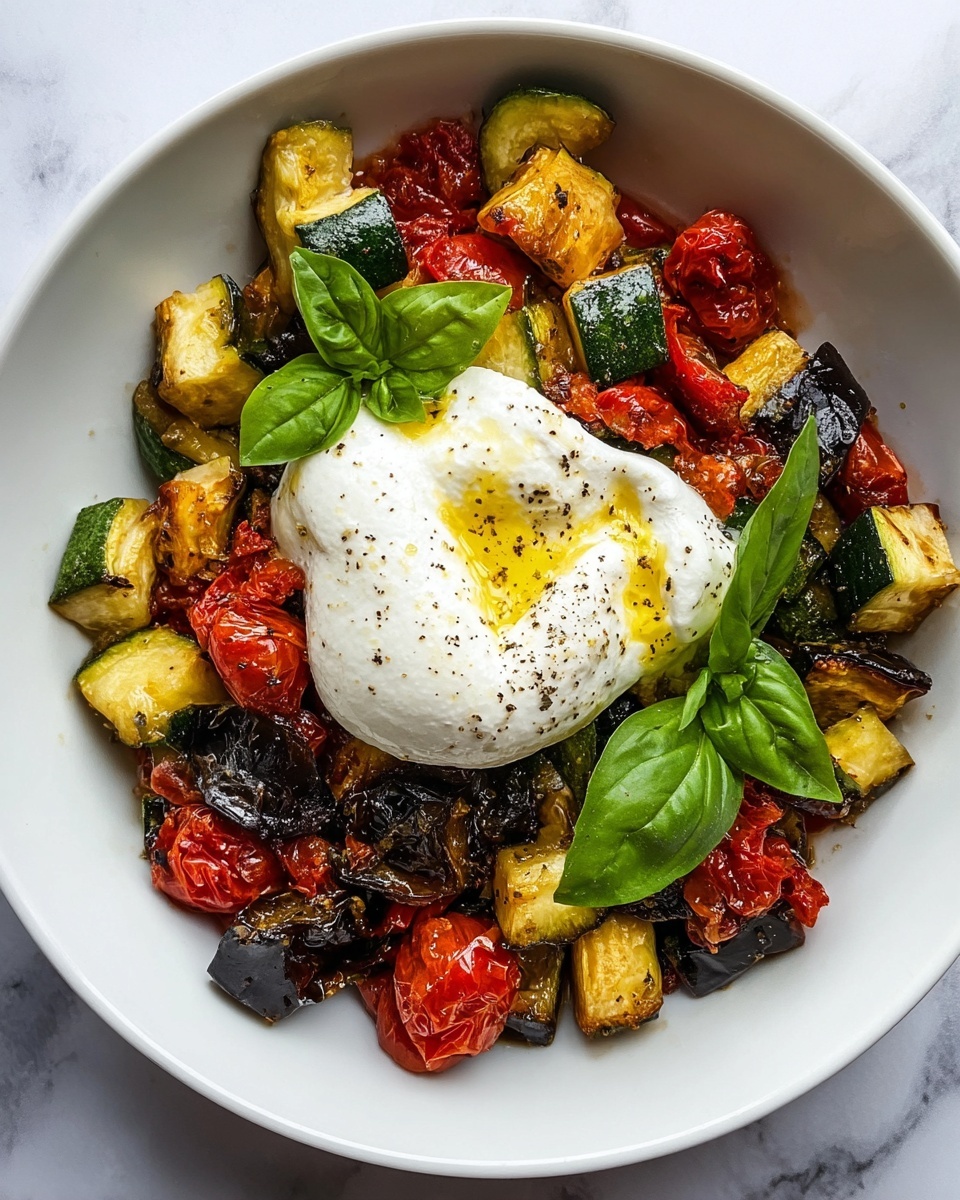 Simple Balsamic Roasted Veggies with Creamy Burrata Recipe - Recipe Image