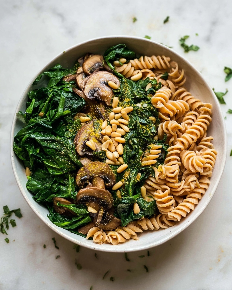 Vegan Spinach and Mushroom Pasta Recipe - Recipe Image