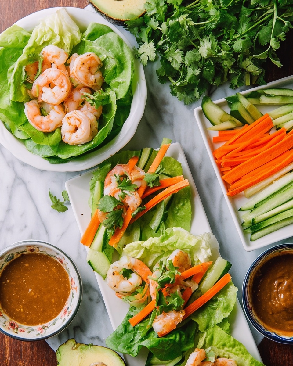 Shrimp Lettuce Wraps with Peanut Sauce Recipe - Recipe Image