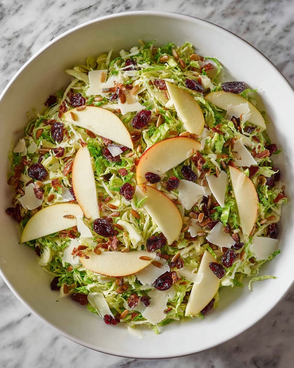 Shaved Brussels Sprout Salad with Apple, Cranberries, and Parmesan Recipe - Recipe Image