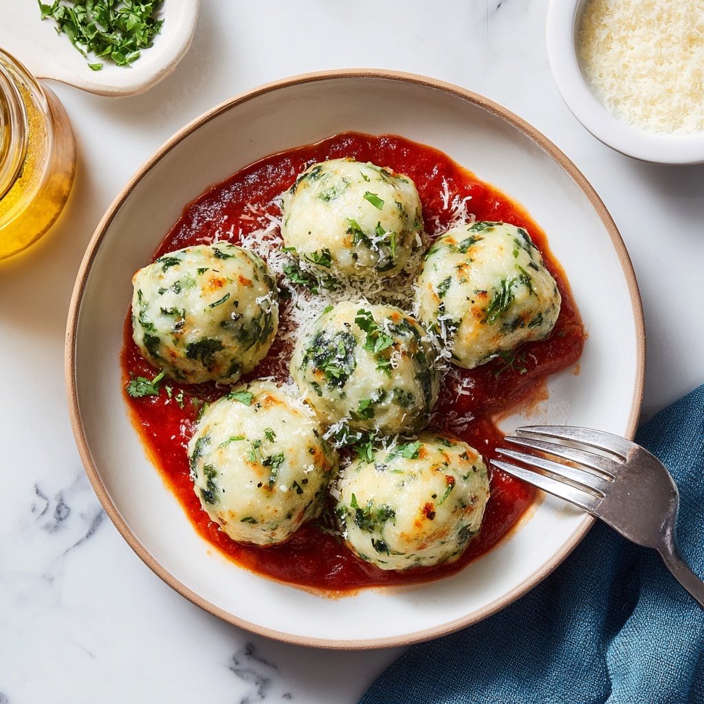 Spinach & Ricotta Dumplings with Marinara Sauce Recipe - Recipe Image