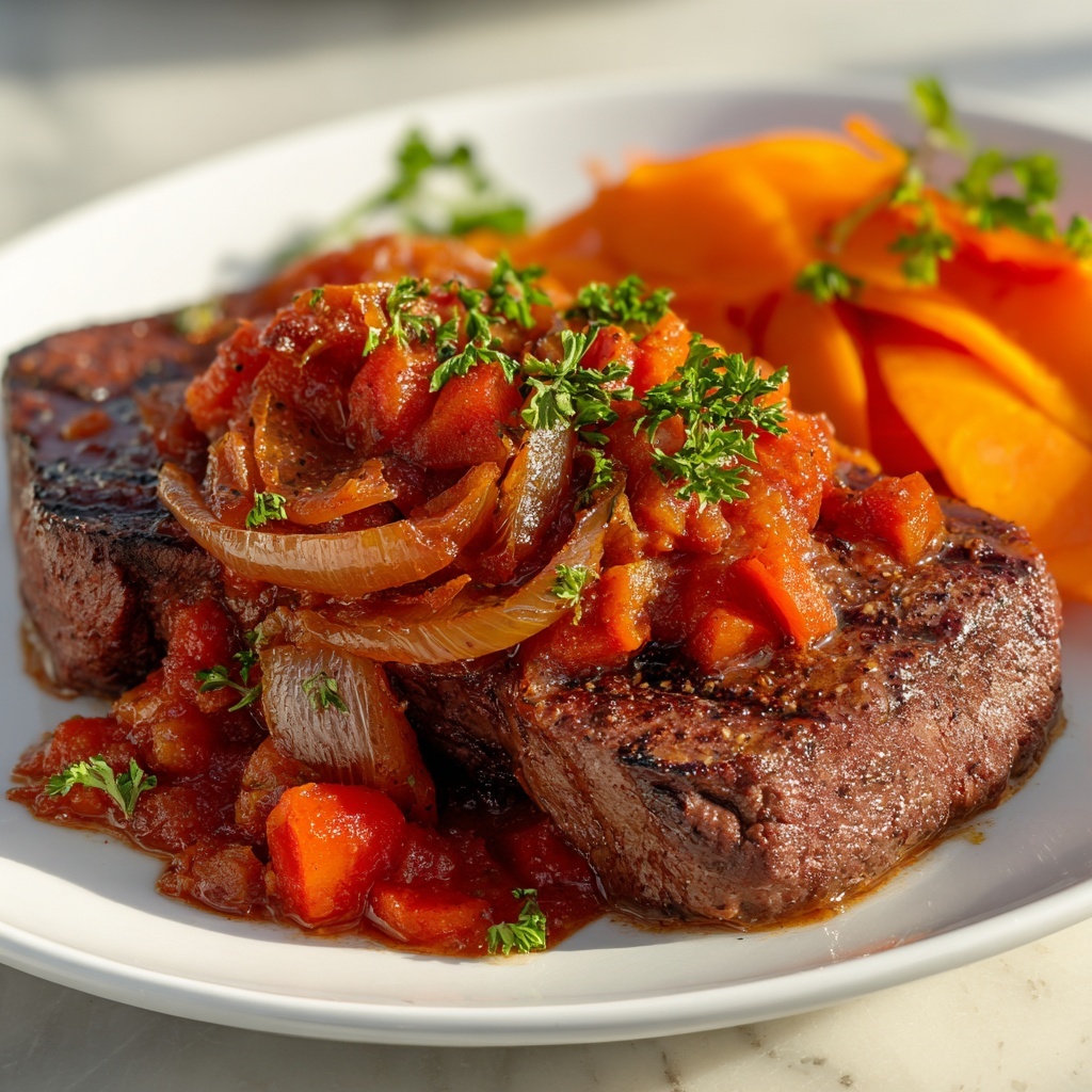 Slow Cooker Swiss Steak with Tomatoes, Vegetables, and Rich Seasonings Recipe - Recipe Image