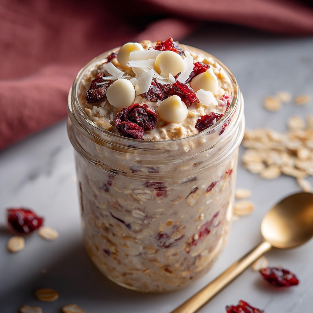 Cranberry White Chocolate Overnight Oats Recipe - Recipe Image