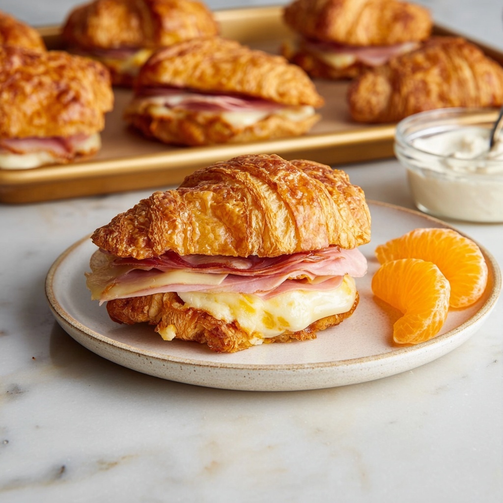 Baked Ham and Cheese Croissants Recipe - Recipe Image