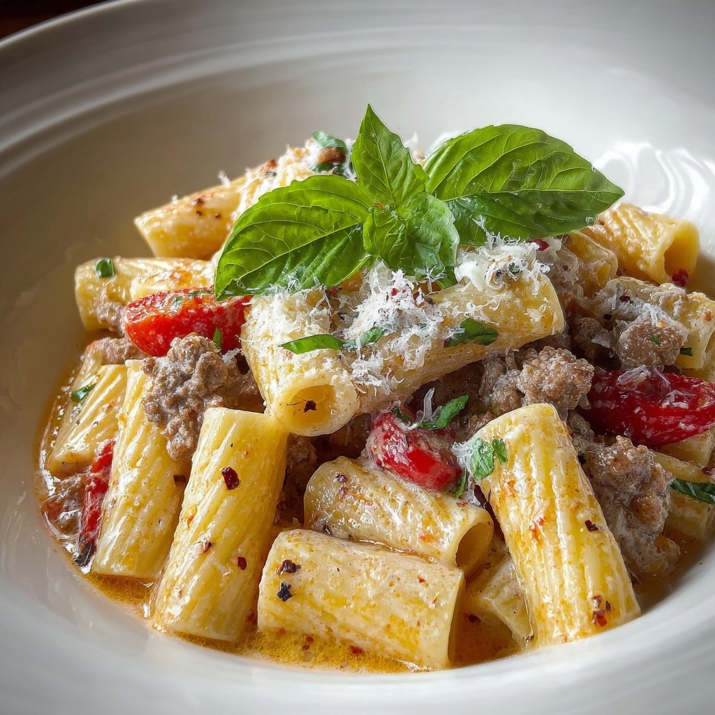 Creamy Italian Sausage Rigatoni Recipe - Recipe Image