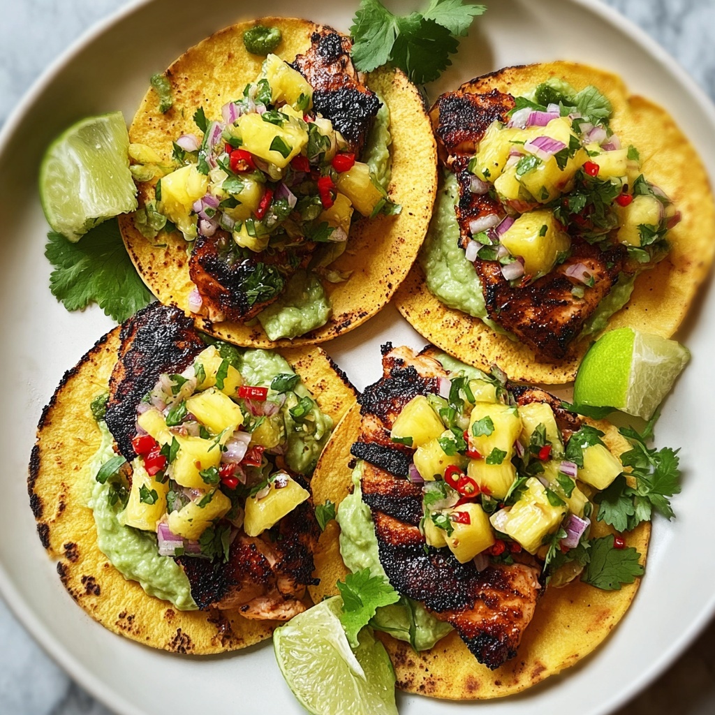 Chili Lime Chicken Tacos with Grilled Pineapple Salsa Recipe - Recipe Image