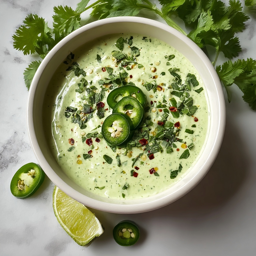 Creamy Cilantro Garlic Sauce with Jalapeños and Lime Recipe - Recipe Image