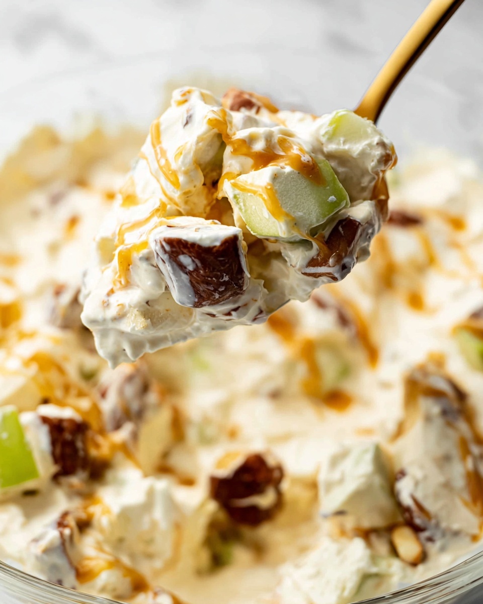 Snickers Apple Salad with Caramel Drizzle Recipe - Recipe Image