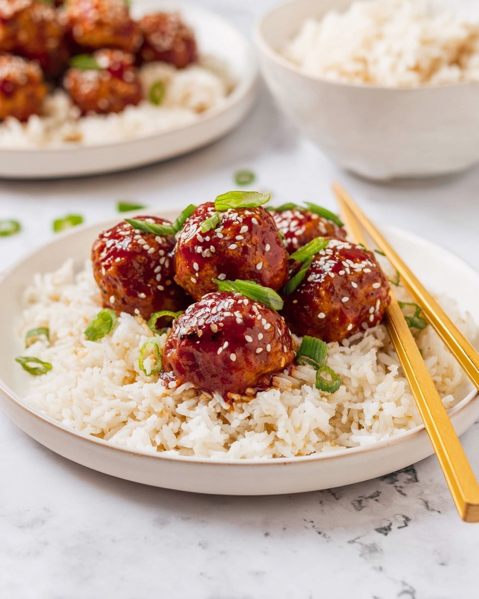 Asian Chicken Meatballs with Sesame Glaze Recipe - Recipe Image