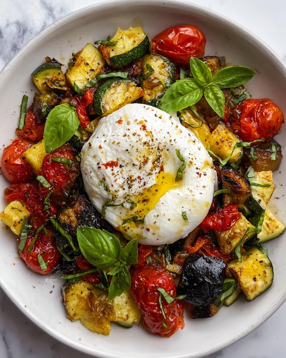 Simple Balsamic Roasted Veggies with Creamy Burrata Recipe - Recipe Image