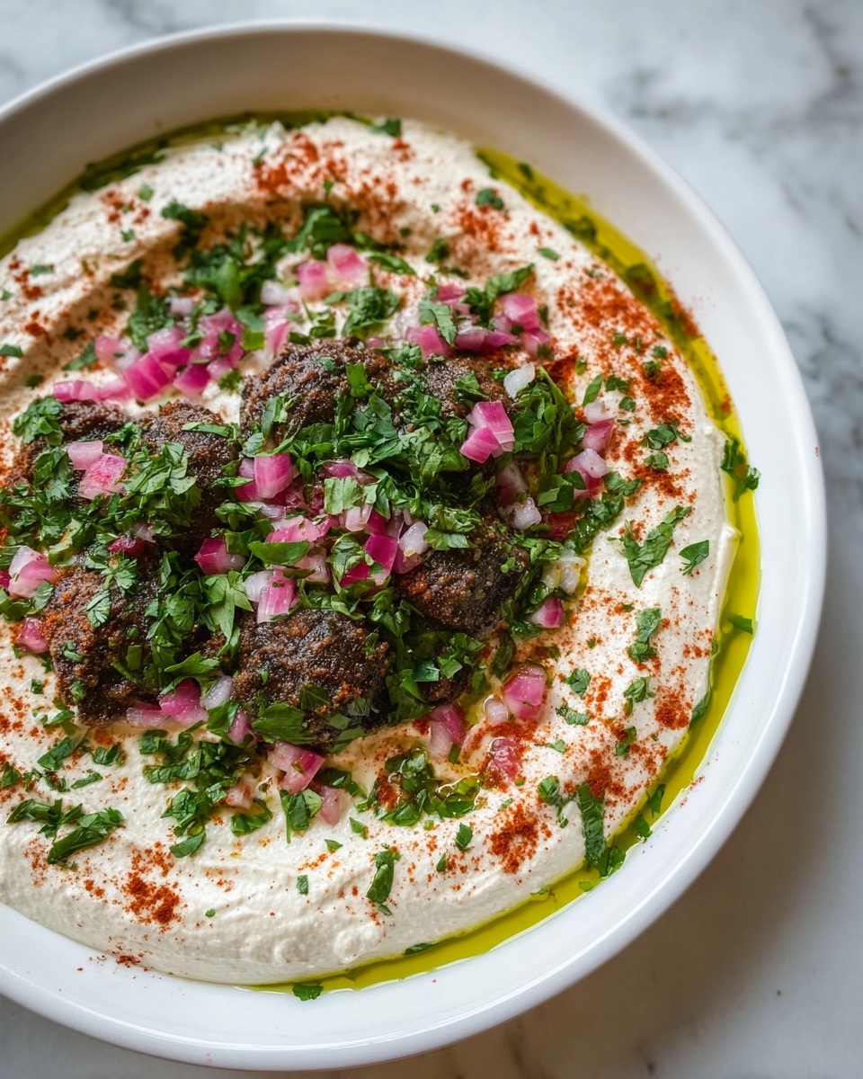 Savory Wild Garlic Hummus with Juicy Harissa Beef Recipe - Recipe Image