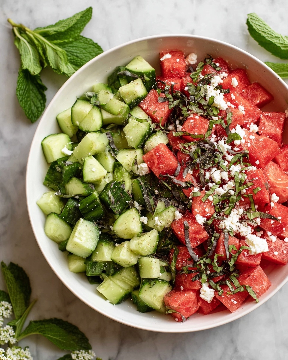 Watermelon Feta Salad with Fresh Mint and Basil Recipe - Recipe Image
