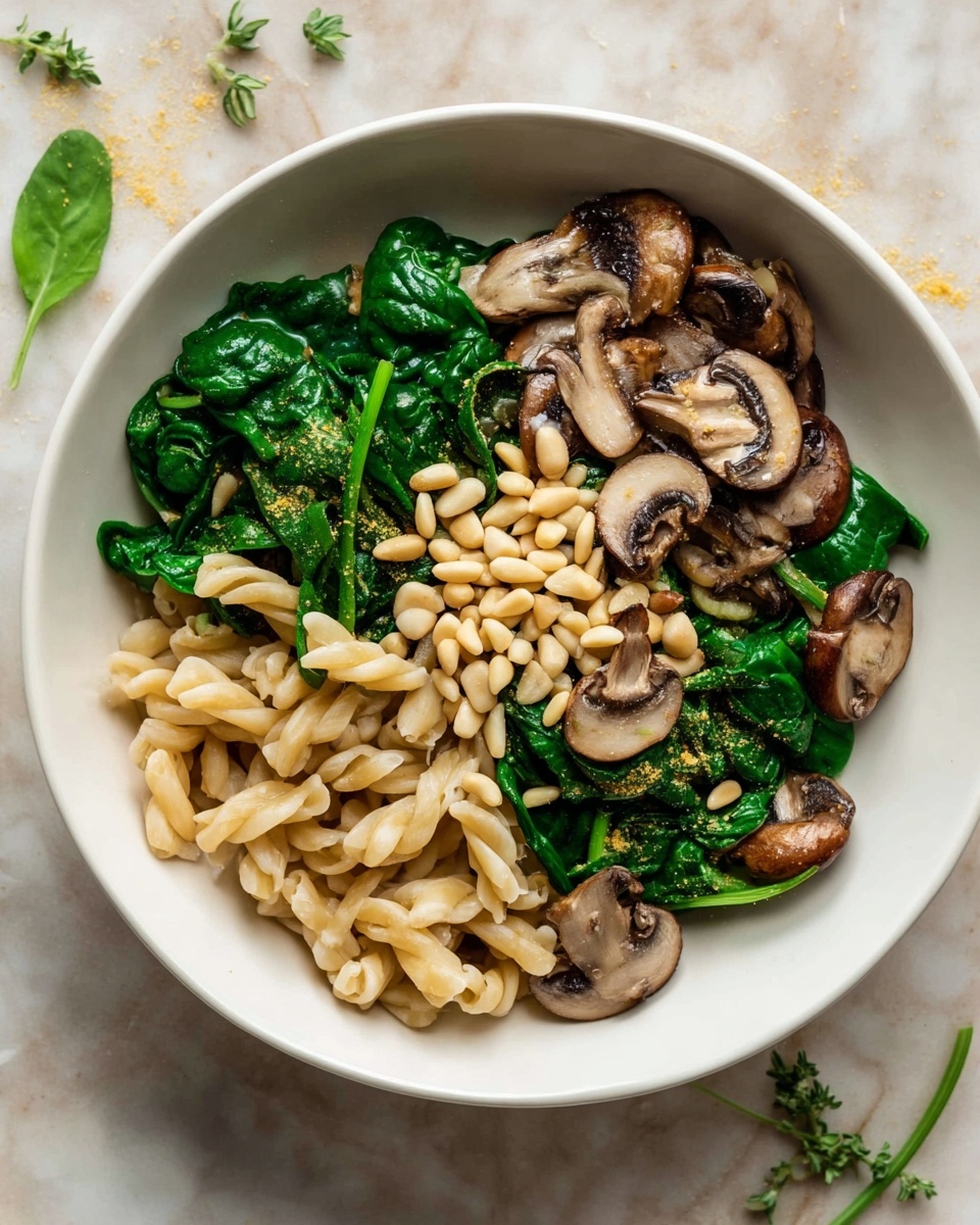 Vegan Spinach and Mushroom Pasta Recipe - Recipe Image