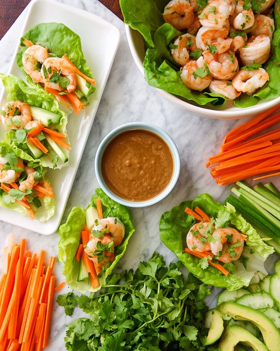 Shrimp Lettuce Wraps with Peanut Sauce Recipe - Recipe Image