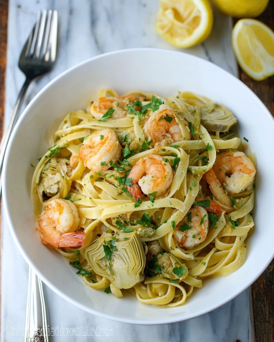 Shrimp and Artichoke Linguine Recipe - Recipe Image