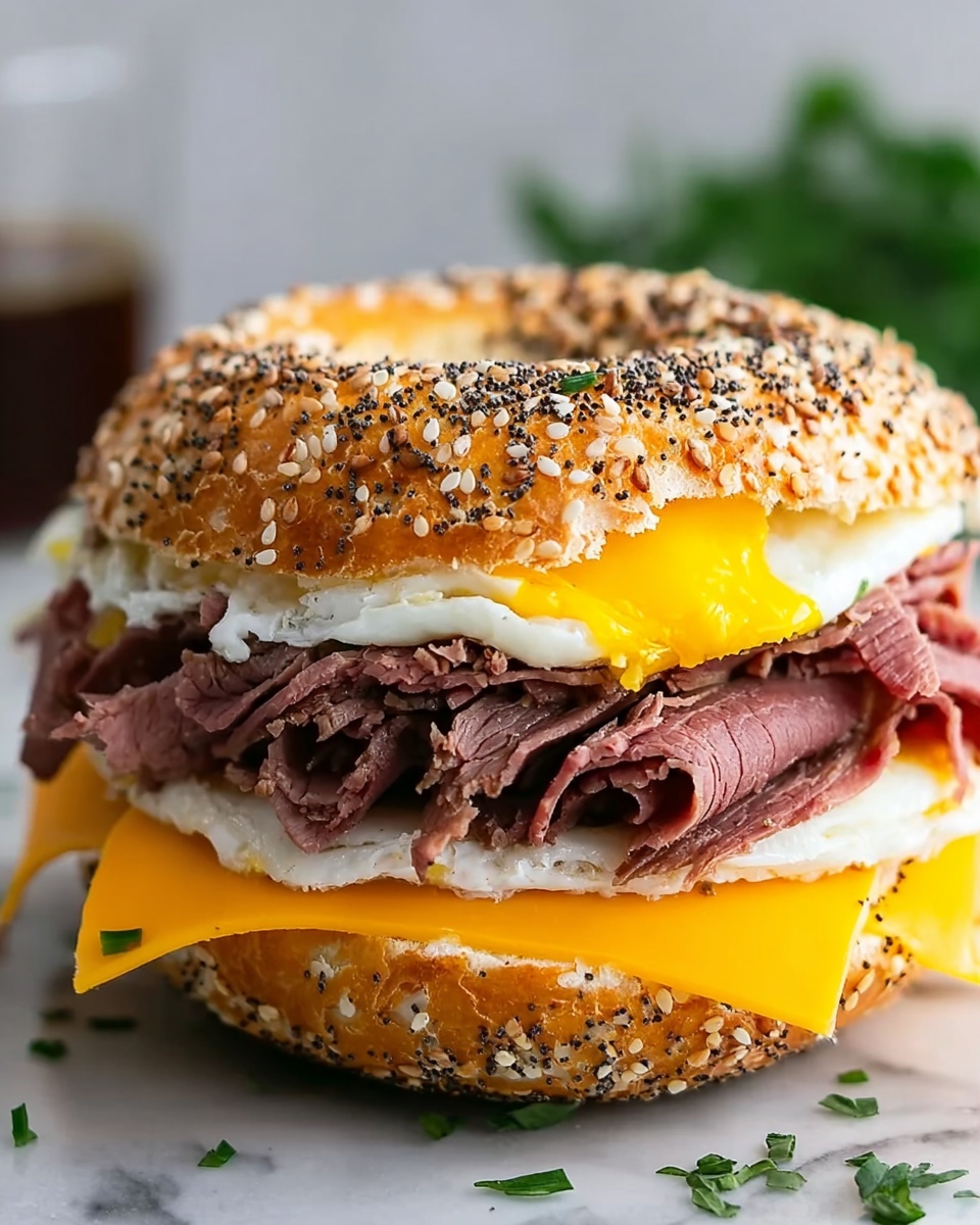 Ultimate Steak Egg and Cheese Bagel Recipe - Recipe Image