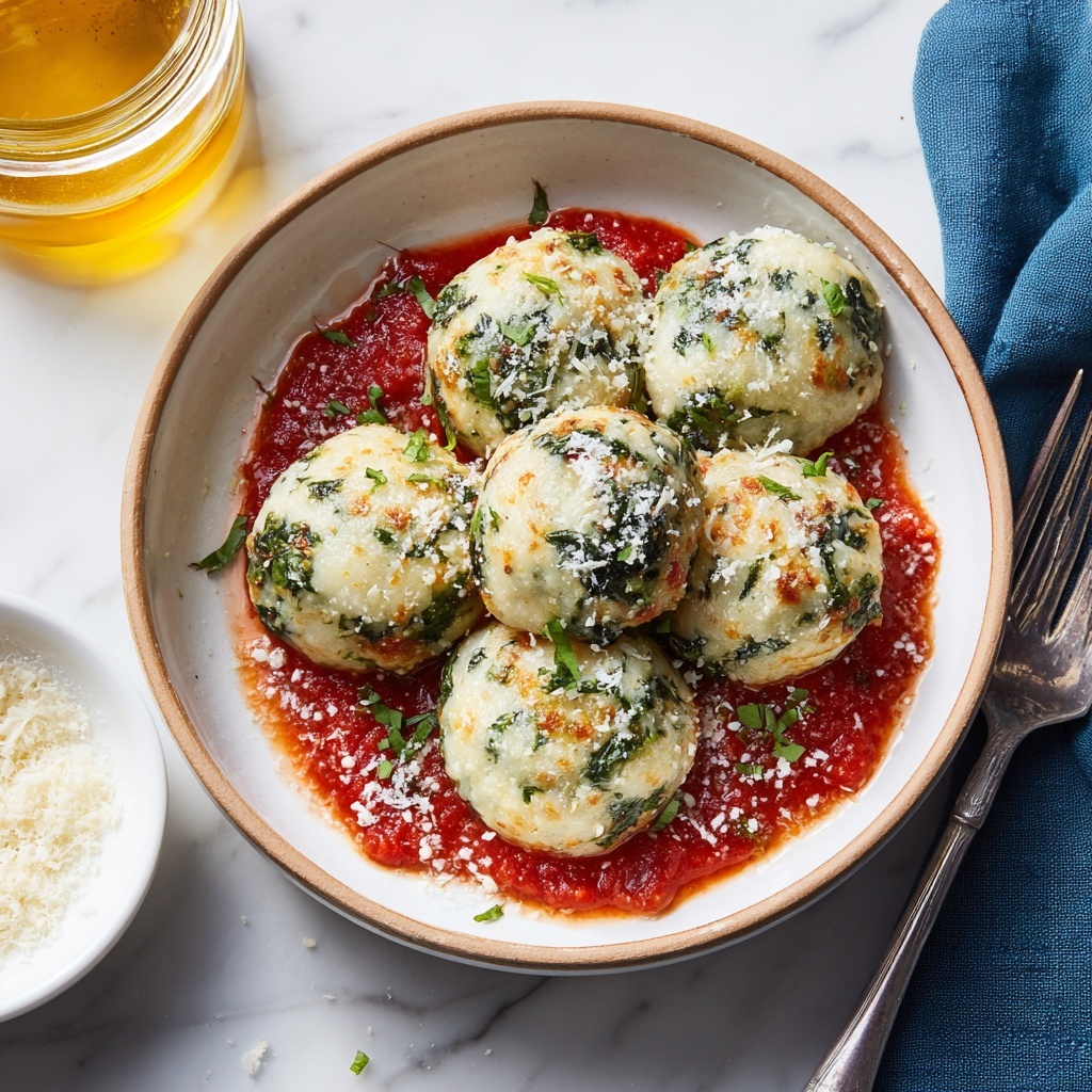 Spinach & Ricotta Dumplings with Marinara Sauce Recipe - Recipe Image