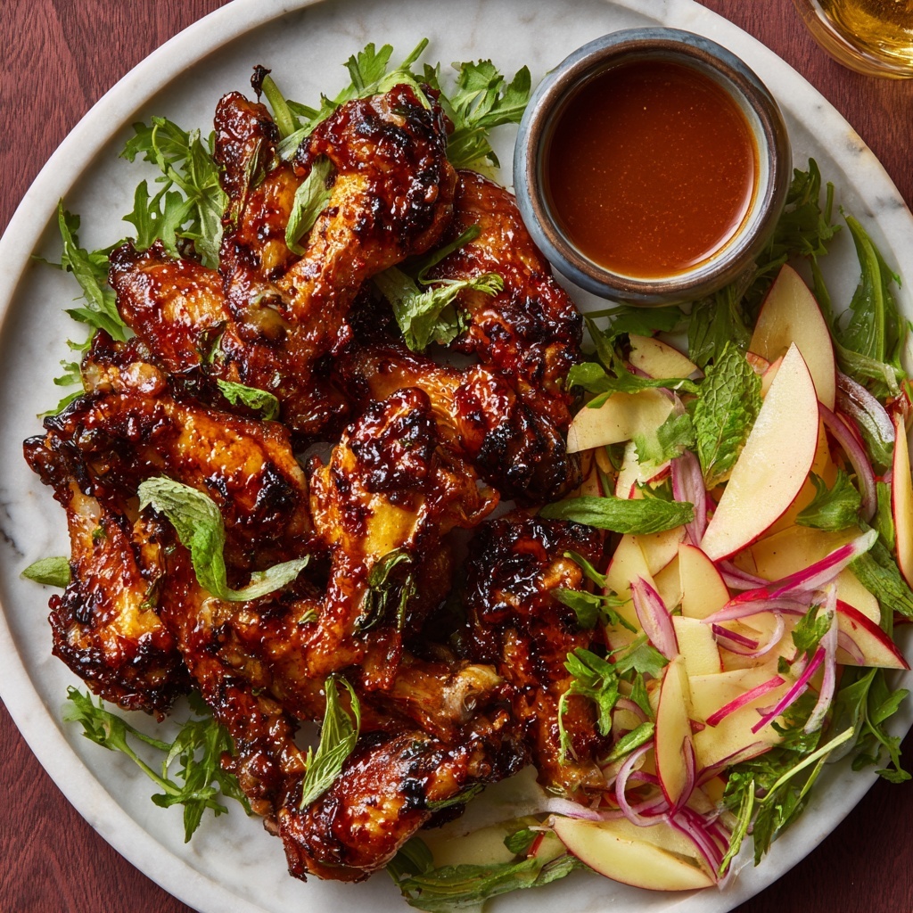 Cider-Glazed Chicken Wings with Apple Salad Recipe - Recipe Image