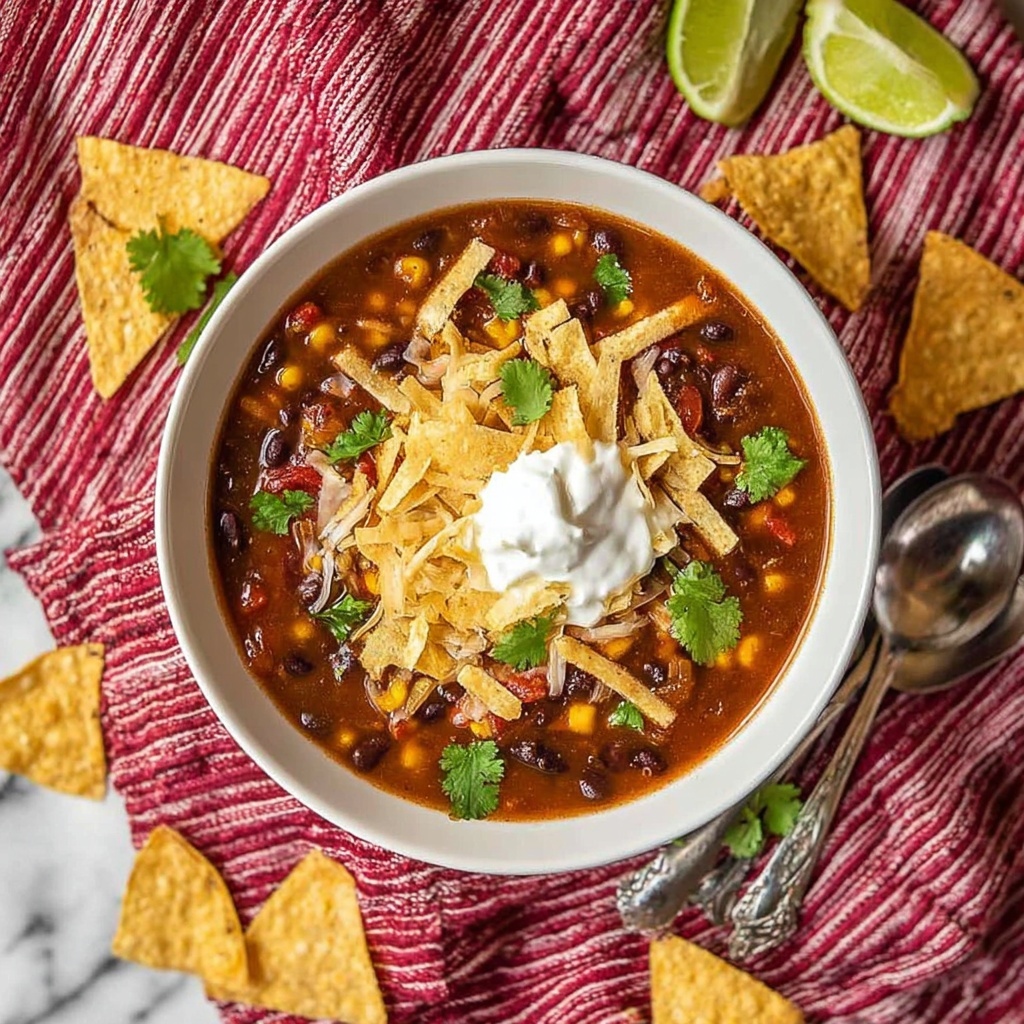 Slow Cooker Black Bean Tortilla Soup Recipe - Recipe Image