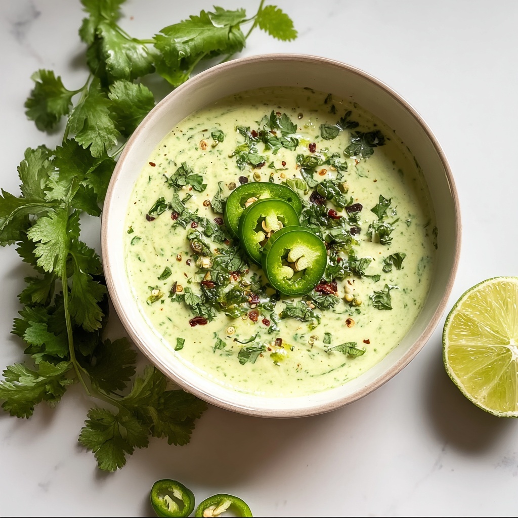 Creamy Cilantro Garlic Sauce with Jalapeños and Lime Recipe - Recipe Image